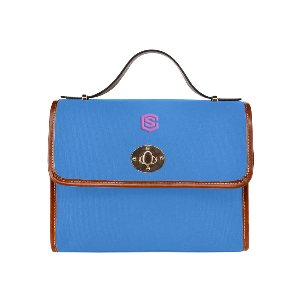 BLUE WATERPROOF CANVAS BAG PINK logo Waterproof Canvas Bag/All Over Print (Model 1641)