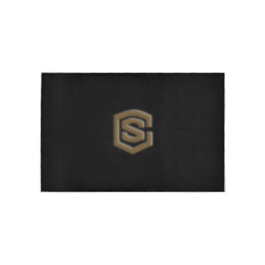 Black Area Rug Brown Logo Area Rug 5' x 3.2'