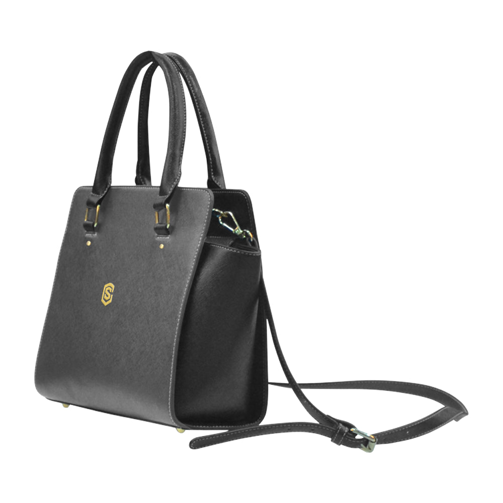 GRAY CLASSIC SHOULDER HANDBAG gold logo Classic Shoulder Handbag (Model 1653)