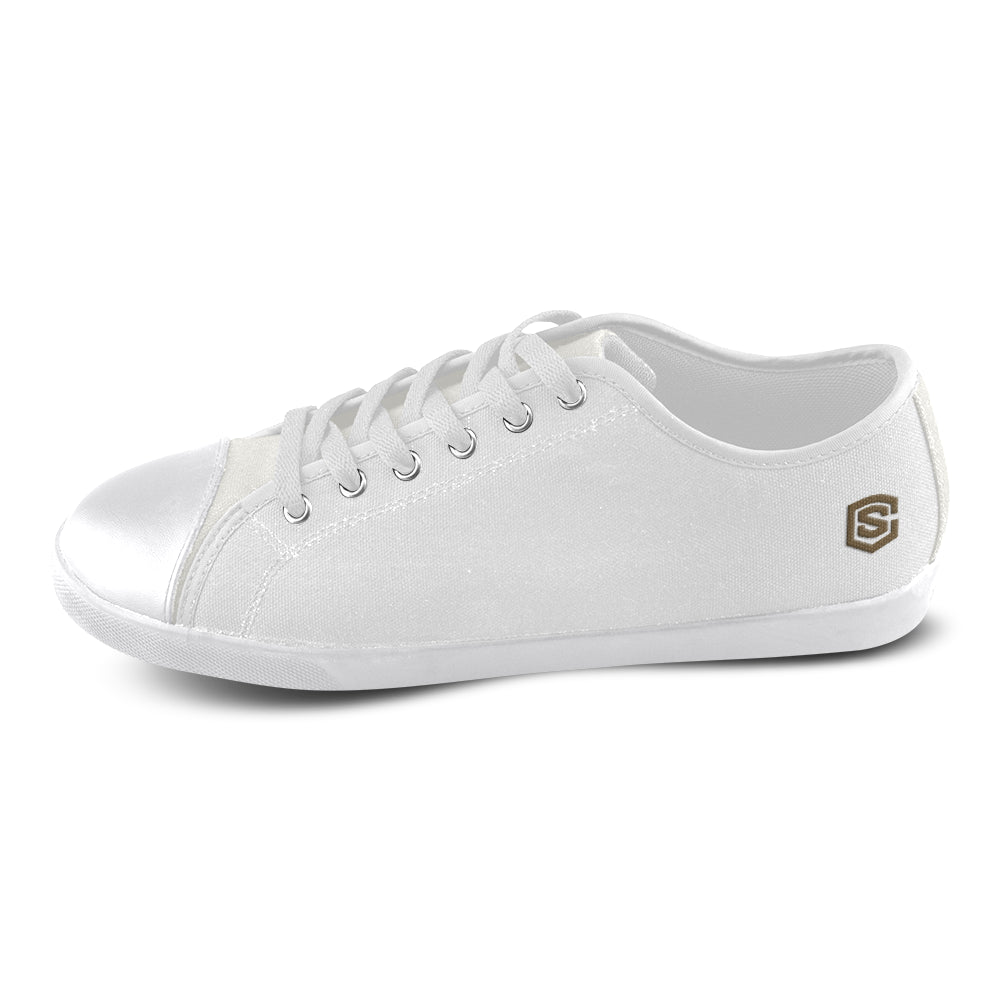 brown logo Women's Canvas Shoes (Model 016)