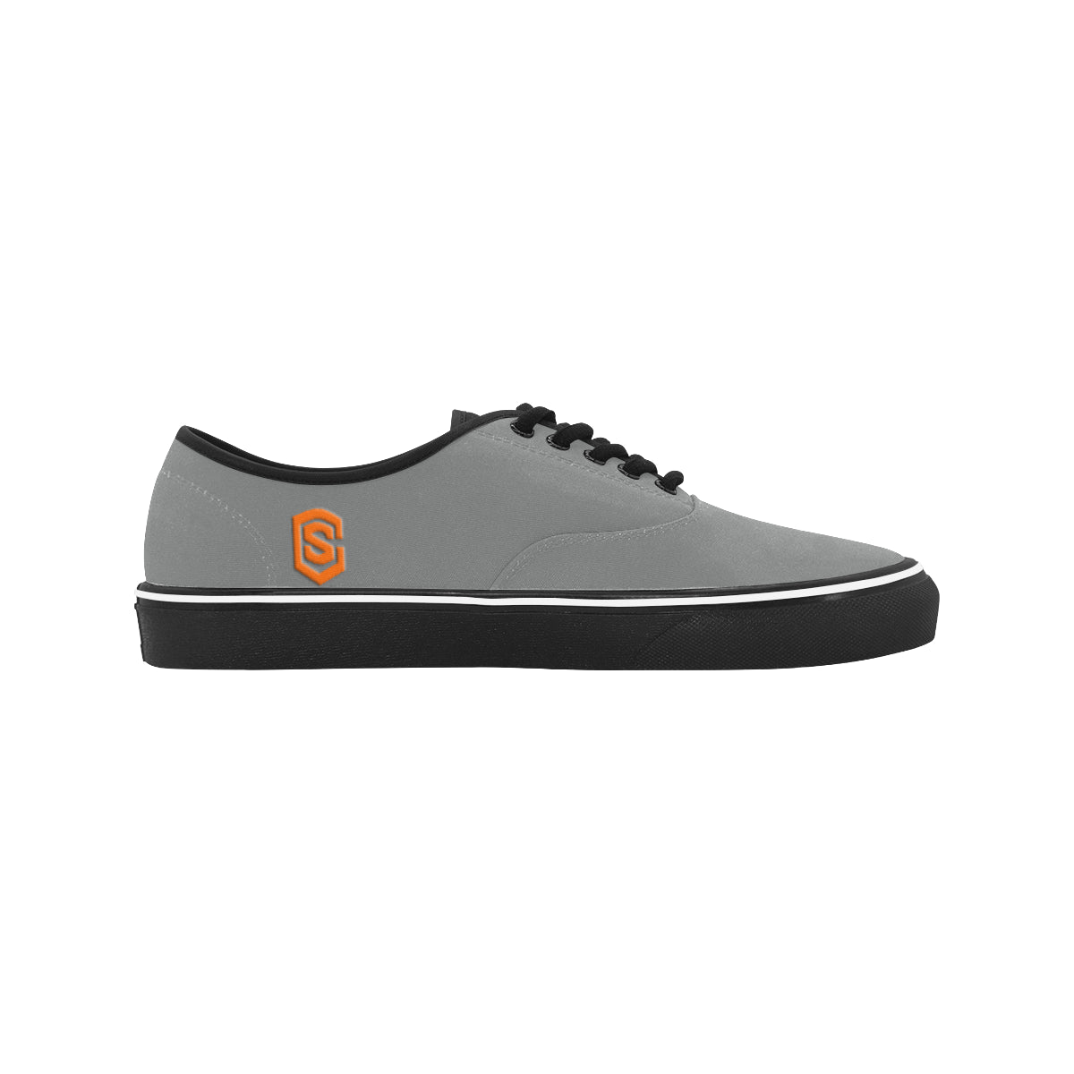 orange logo Classic Men's Canvas Low Top Shoes/Large (Model E001-4)