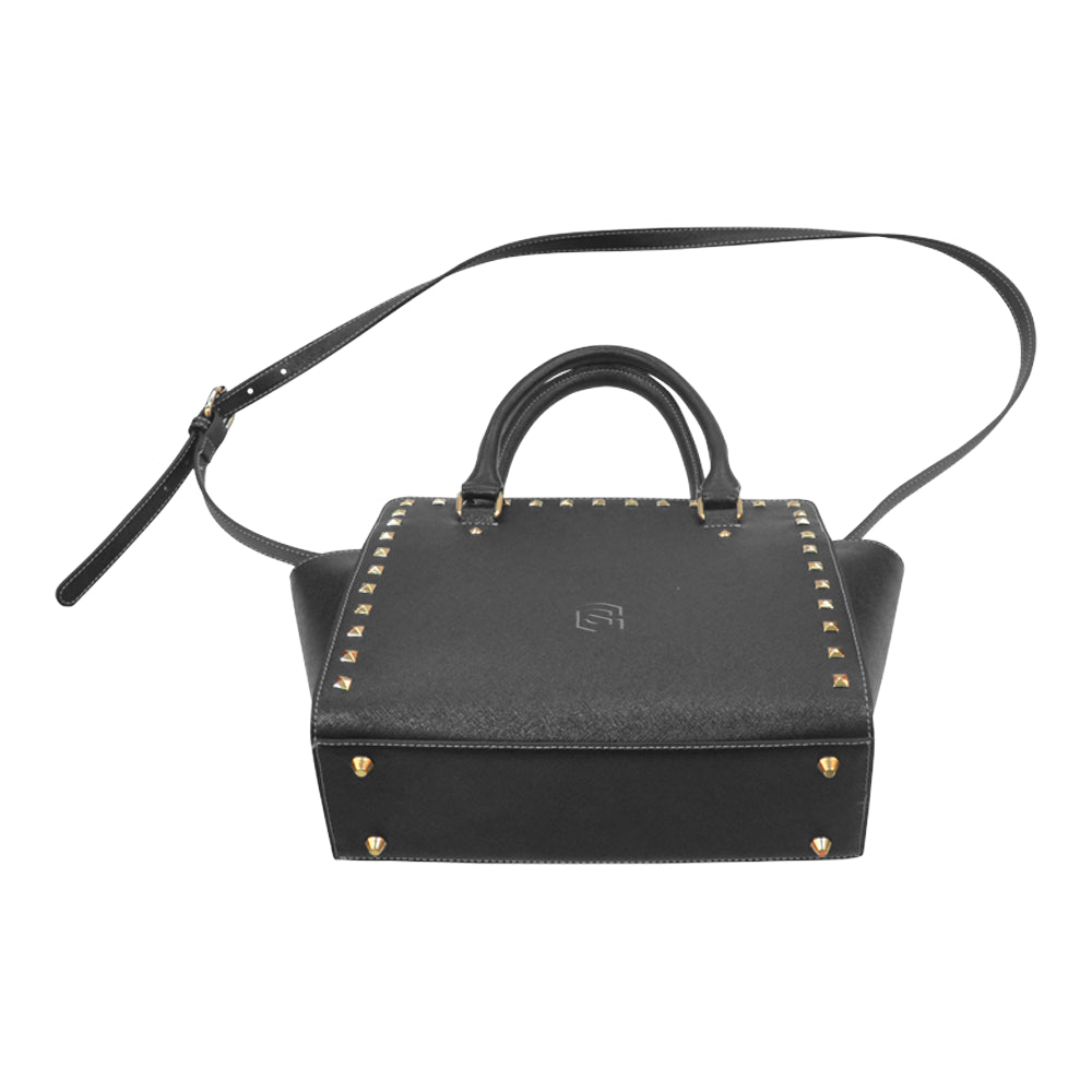 BLACK RIVET SHOULDER HANDBAG black logo Rivet Shoulder Handbag (Model 1645)