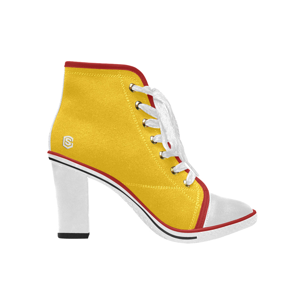 white logo Women's Lace Up Chunky Heel Ankle Booties (Model 054)