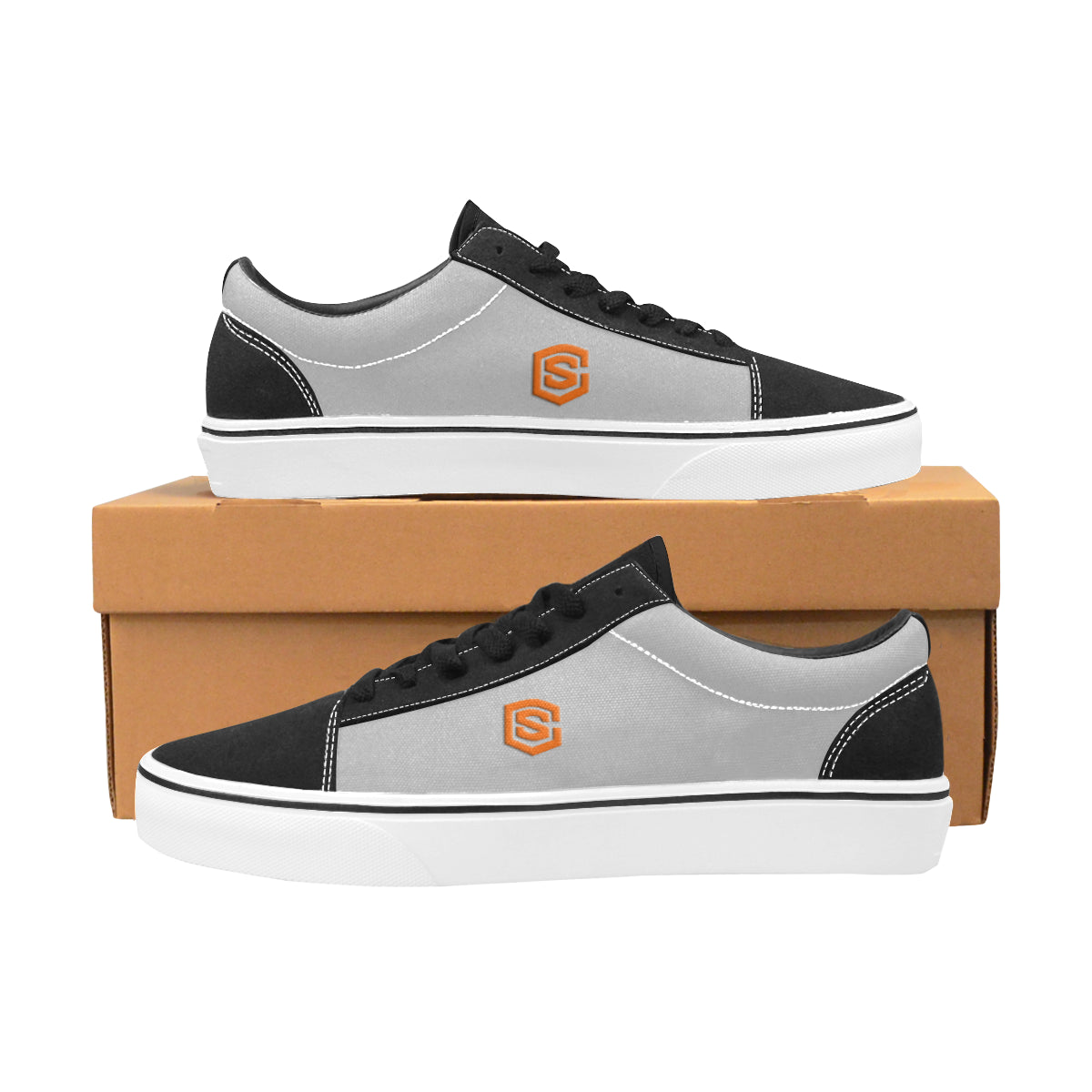 orange logo Men's Low Top Skateboarding Shoes (Model E001-2)