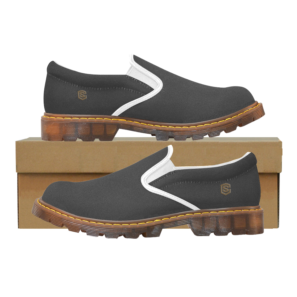 brown logo Martin Women's Slip-On Loafer (Model 12031)