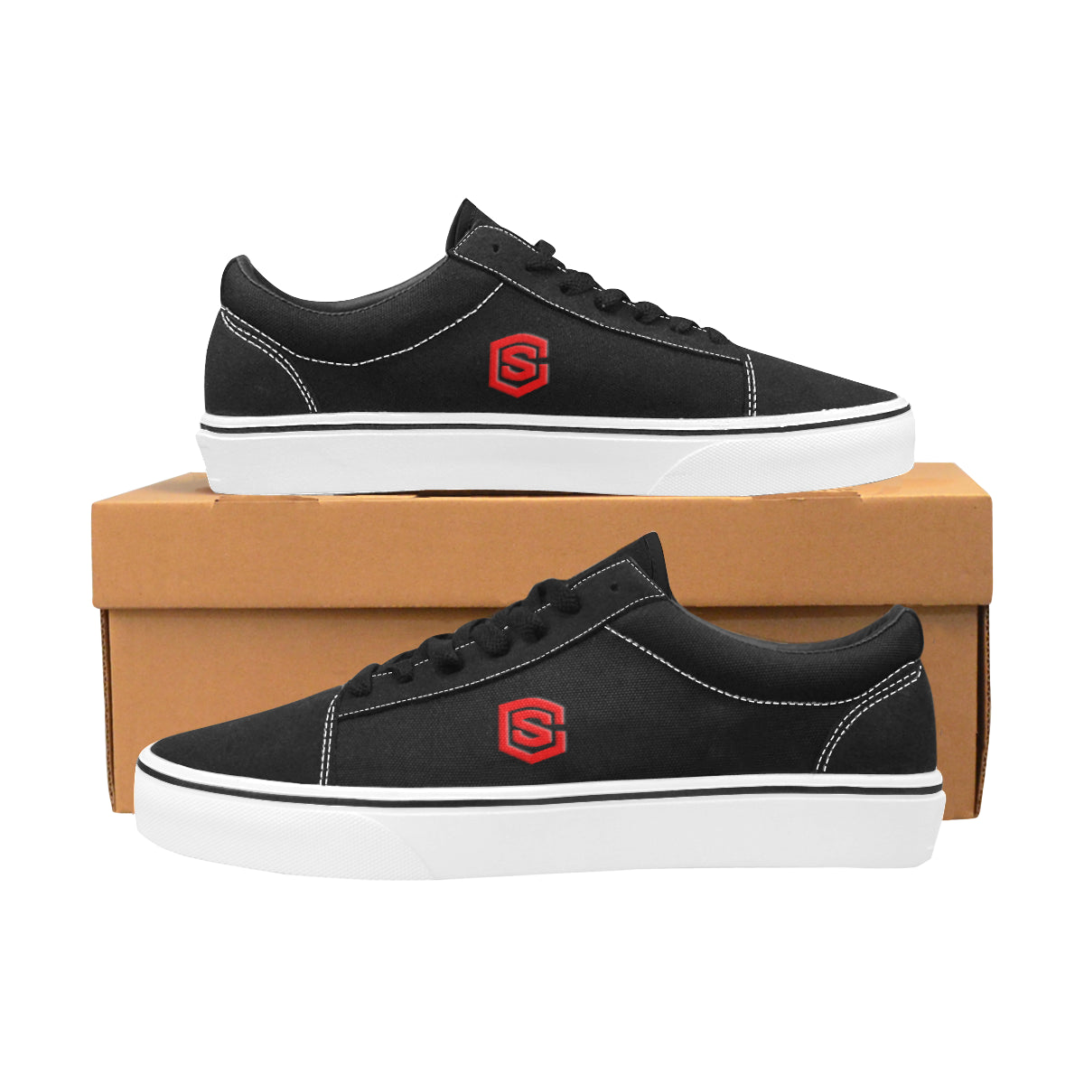 red logo Men's Low Top Skateboarding Shoes (Model E001-2)