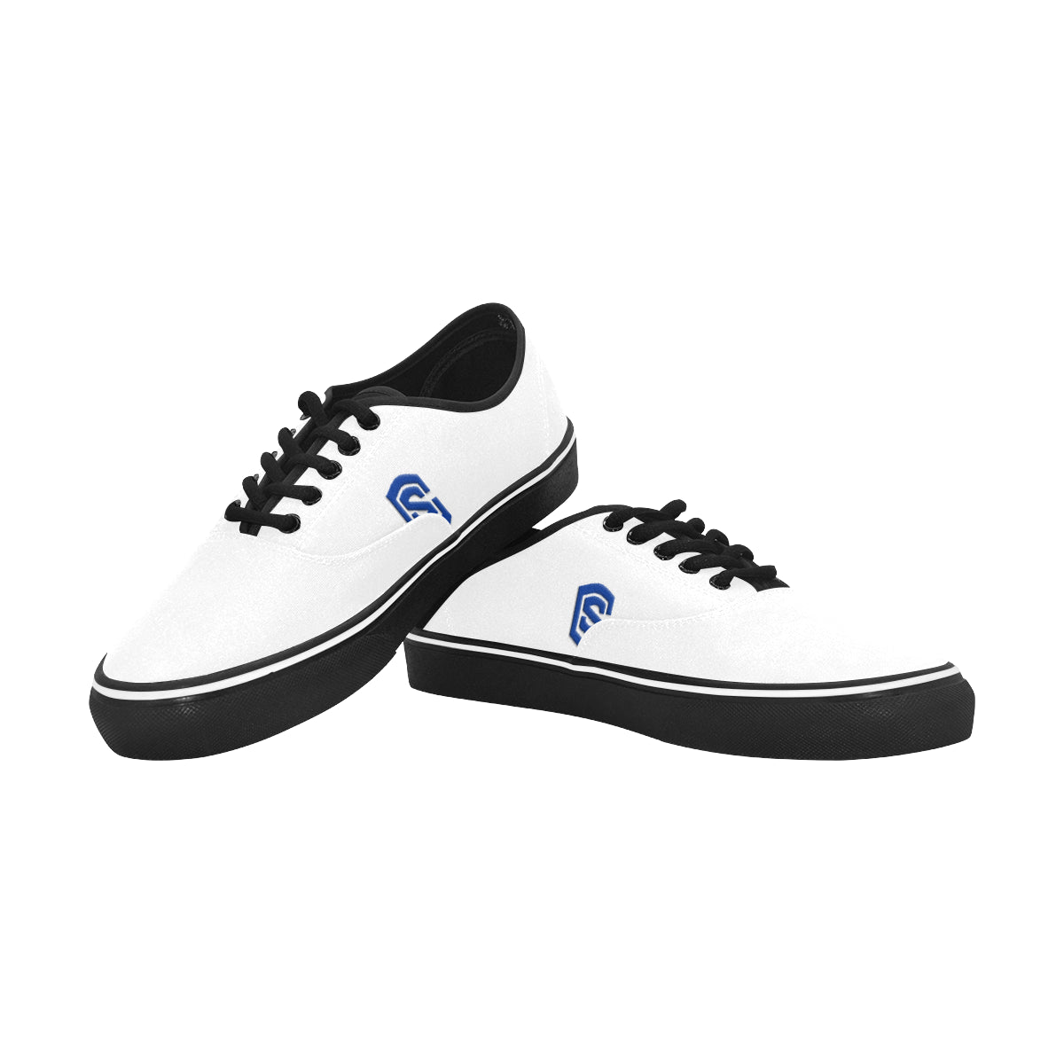 blue logo Classic Men's Canvas Low Top Shoes/Large (Model E001-4)