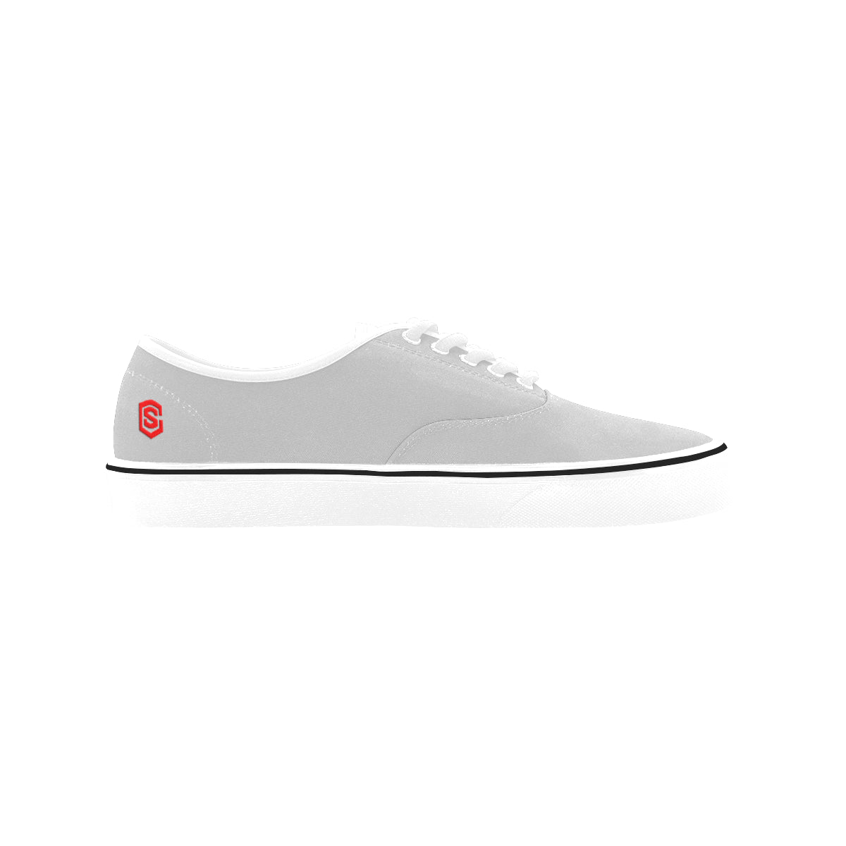 red logo Classic Women's Canvas Low Top Shoes (Model E001-4)