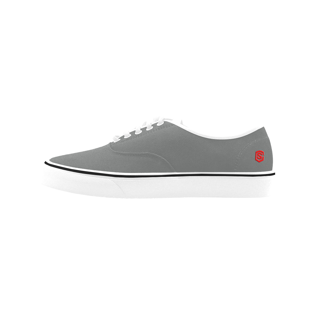 red logo Classic Women's Canvas Low Top Shoes (Model E001-4)