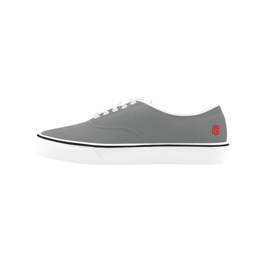 red logo Classic Women's Canvas Low Top Shoes (Model E001-4)