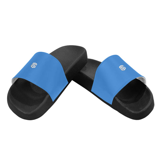 white logo Women's Slide Sandals (Model 057)