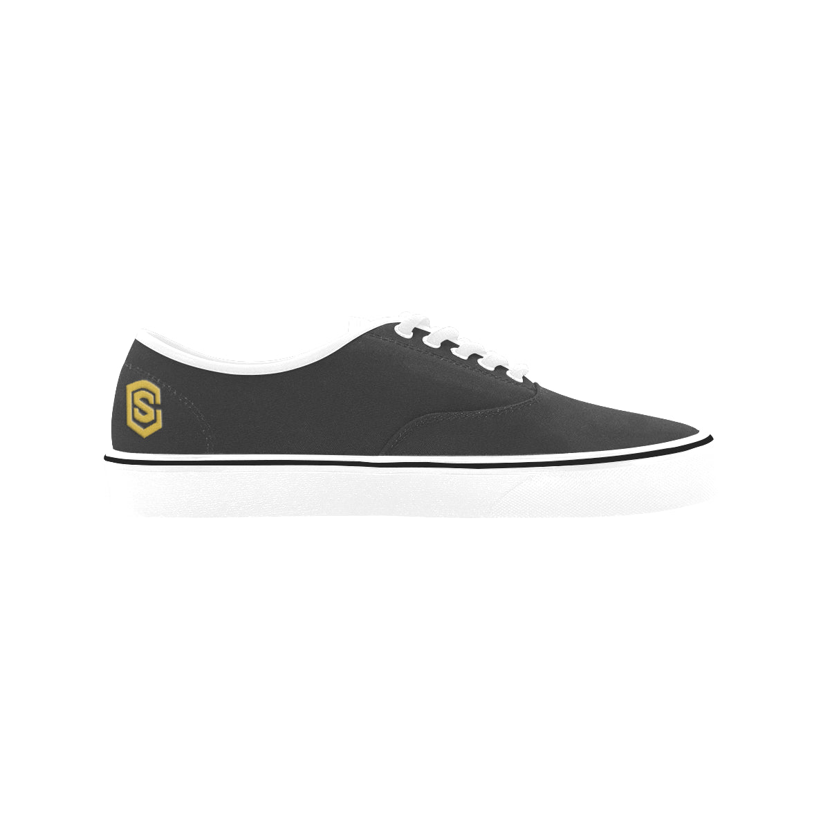 gold logo Classic Women's Canvas Low Top Shoes (Model E001-4)