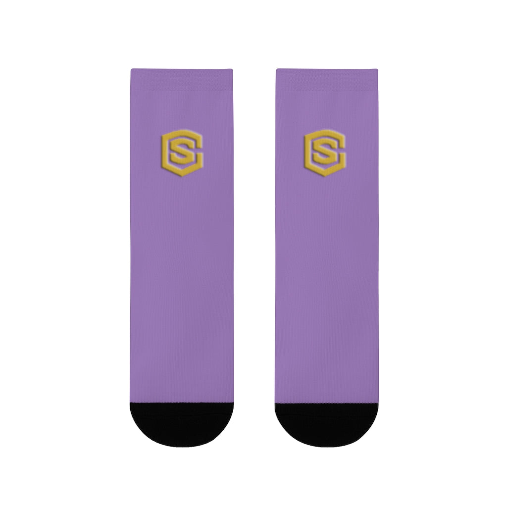 Purple Sublimation Crew Socks (EU) Gold Logo