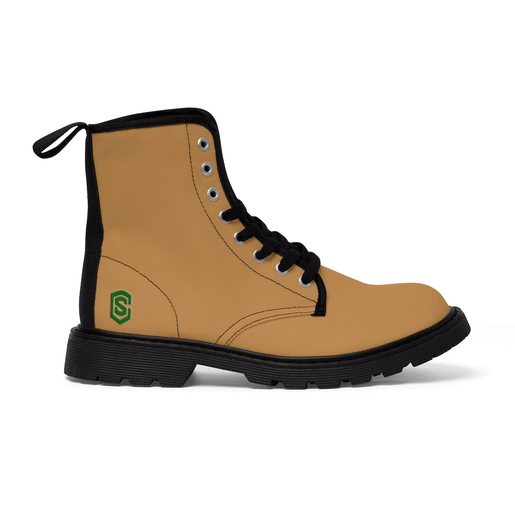 Brown Men's Canvas Boots Green Logo