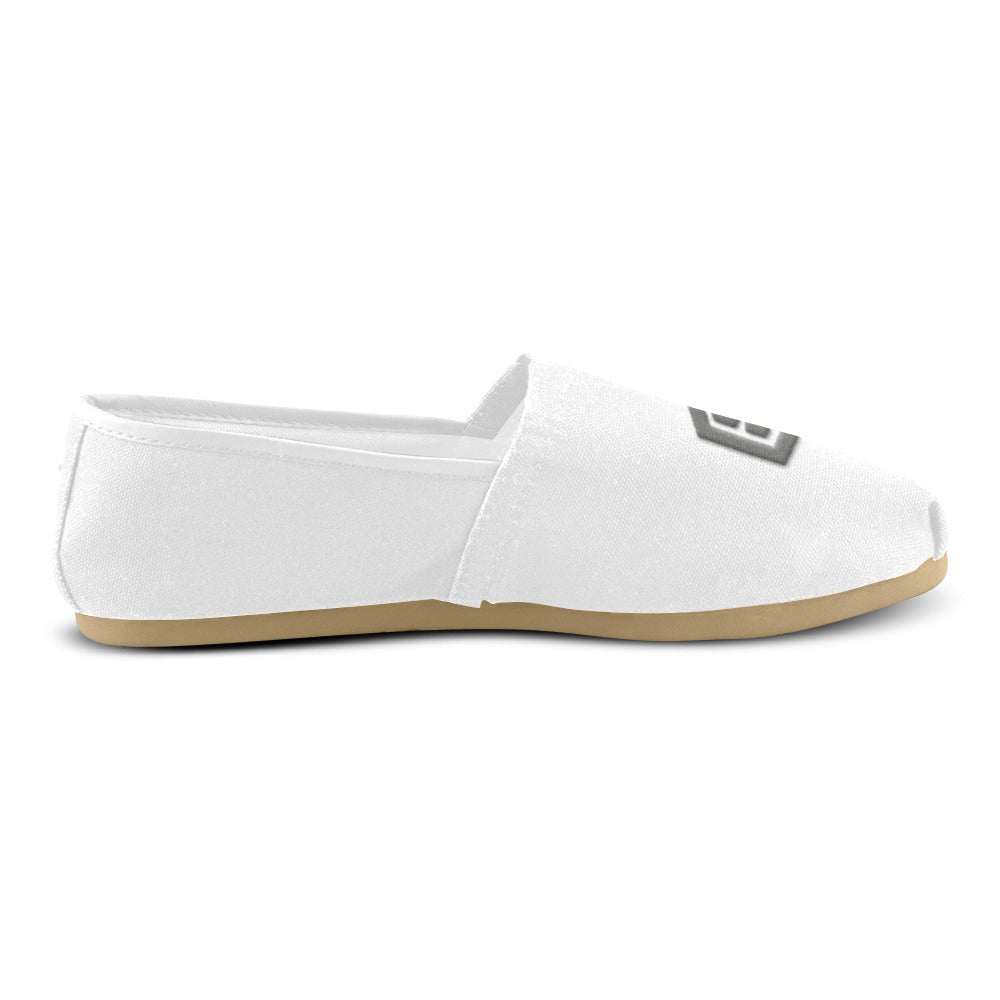 WHITE Casual Canvas Women's WITH GRAY LOGO Casual Canvas Women's Shoes (Model 004) (Designs are mirrored)