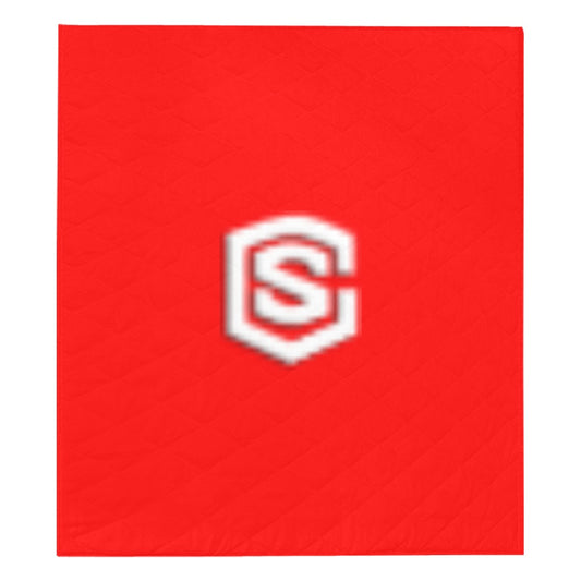 Red  Quilt with White Logo Custom Quilt  70" x 80"