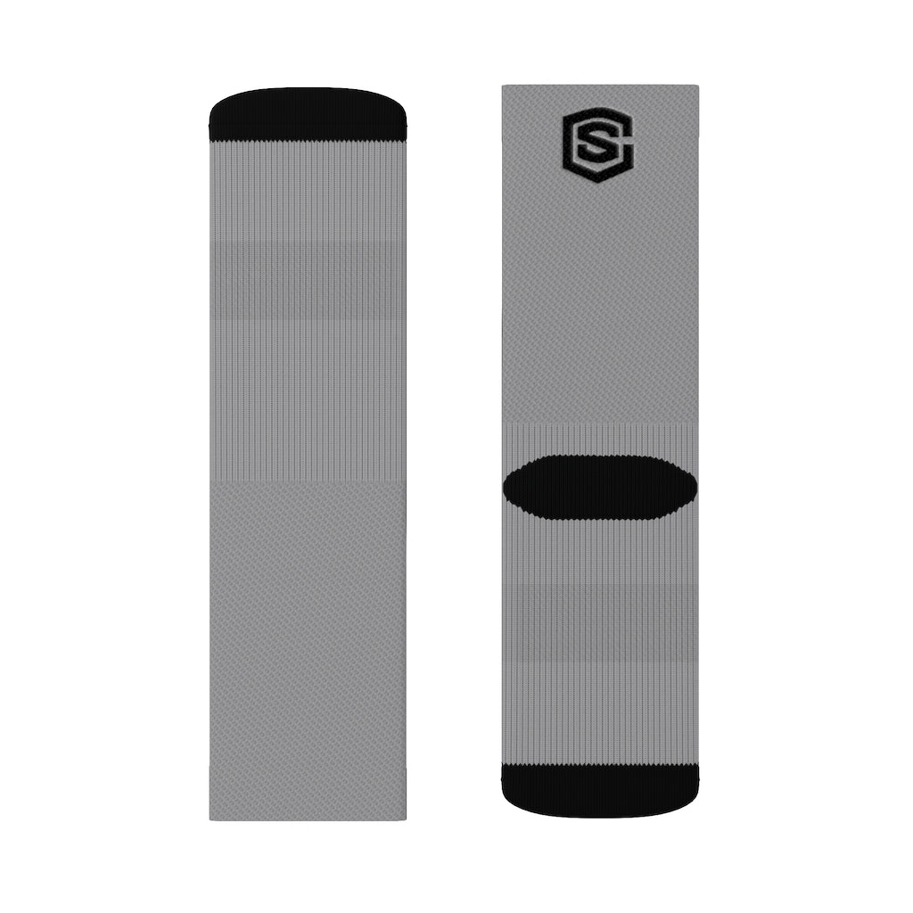 Grey Sublimation Socks Black Logo