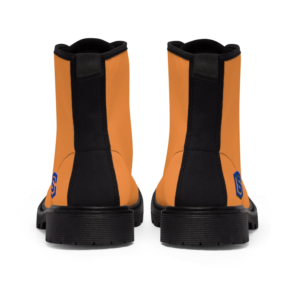 Orange Men's Canvas Boots Blue Logo