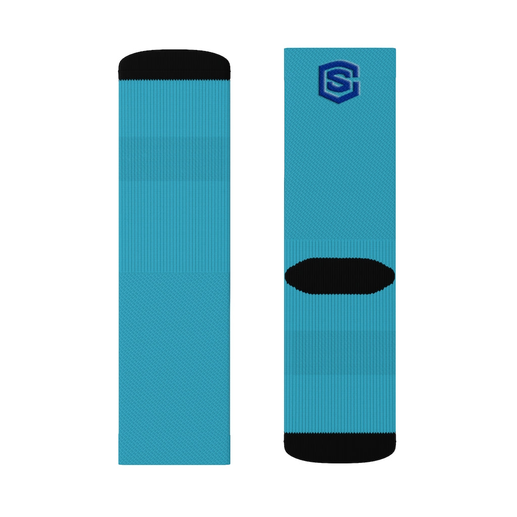 Blue Sublimation Socks Blue Logo