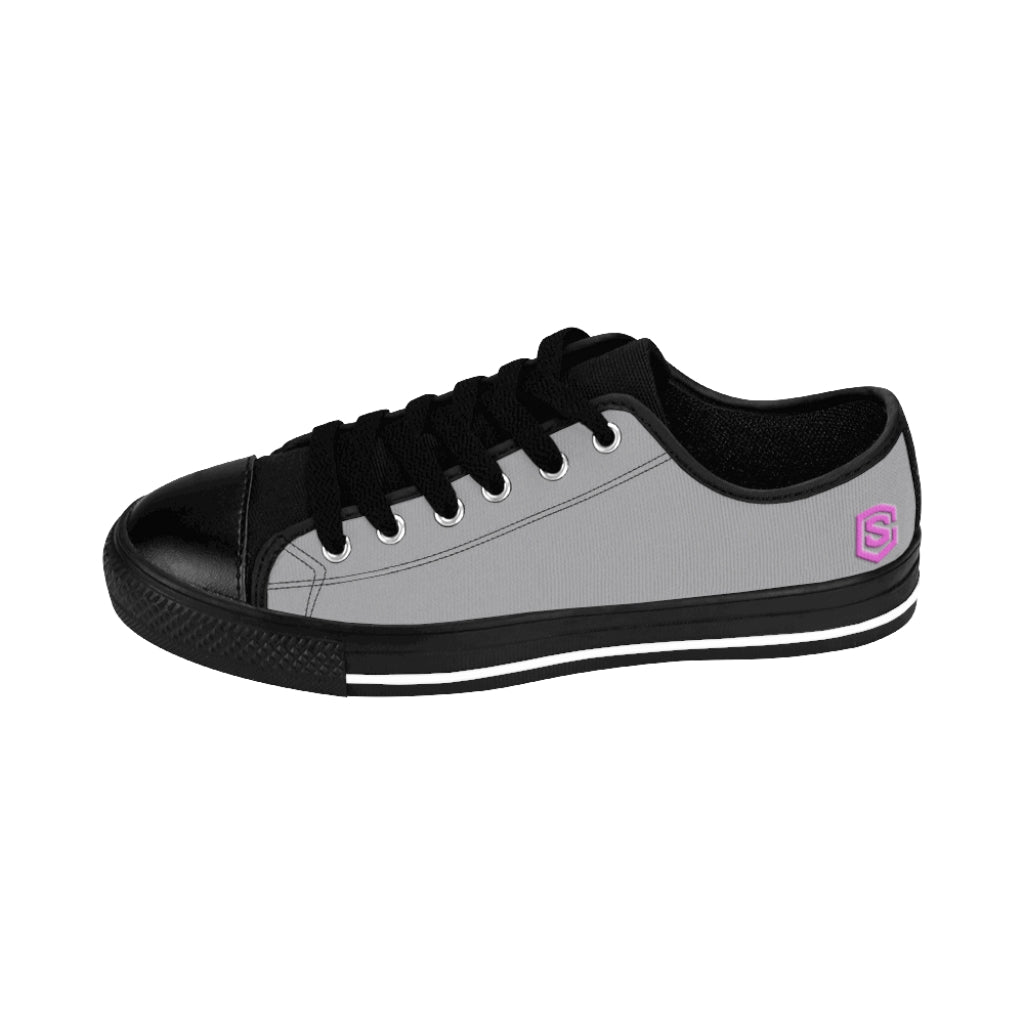 grey  Women's Sneakers Pink logo