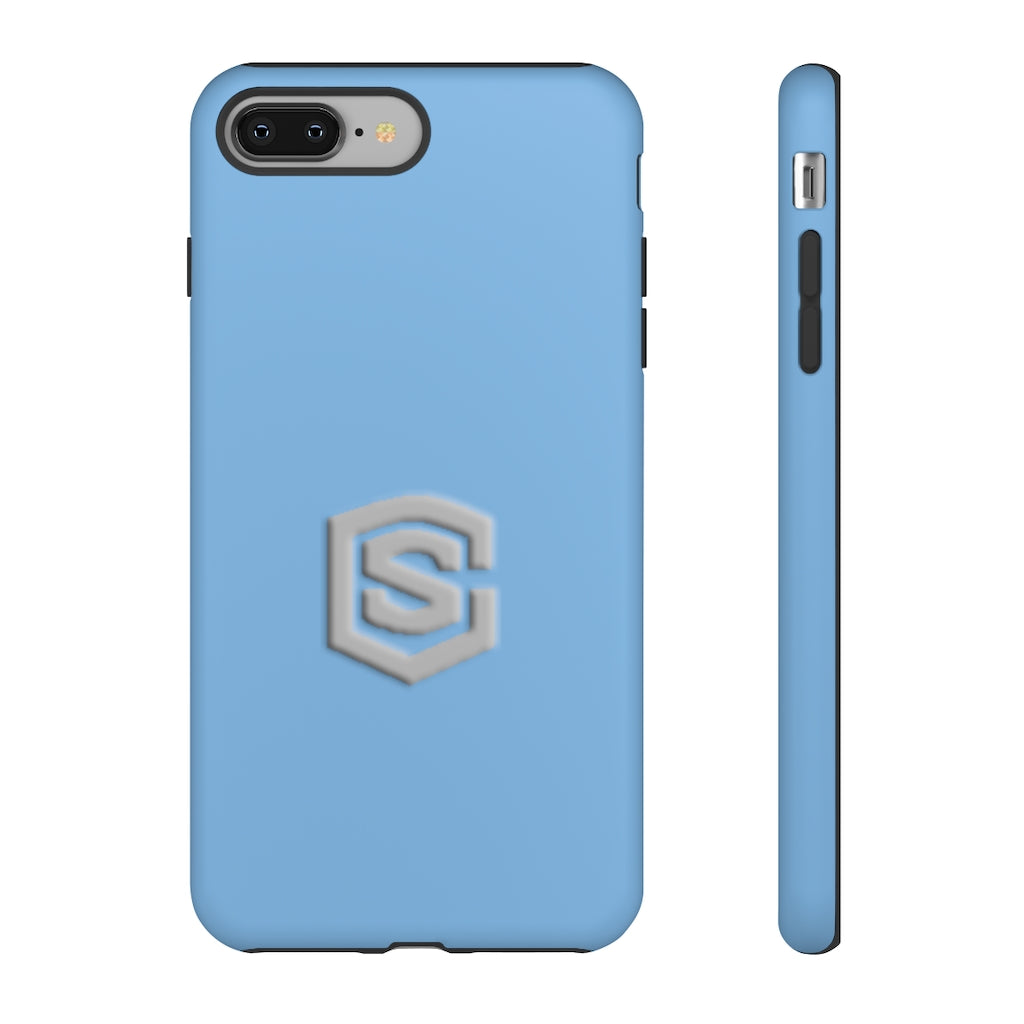 Blue Tough Cases Silver Logo