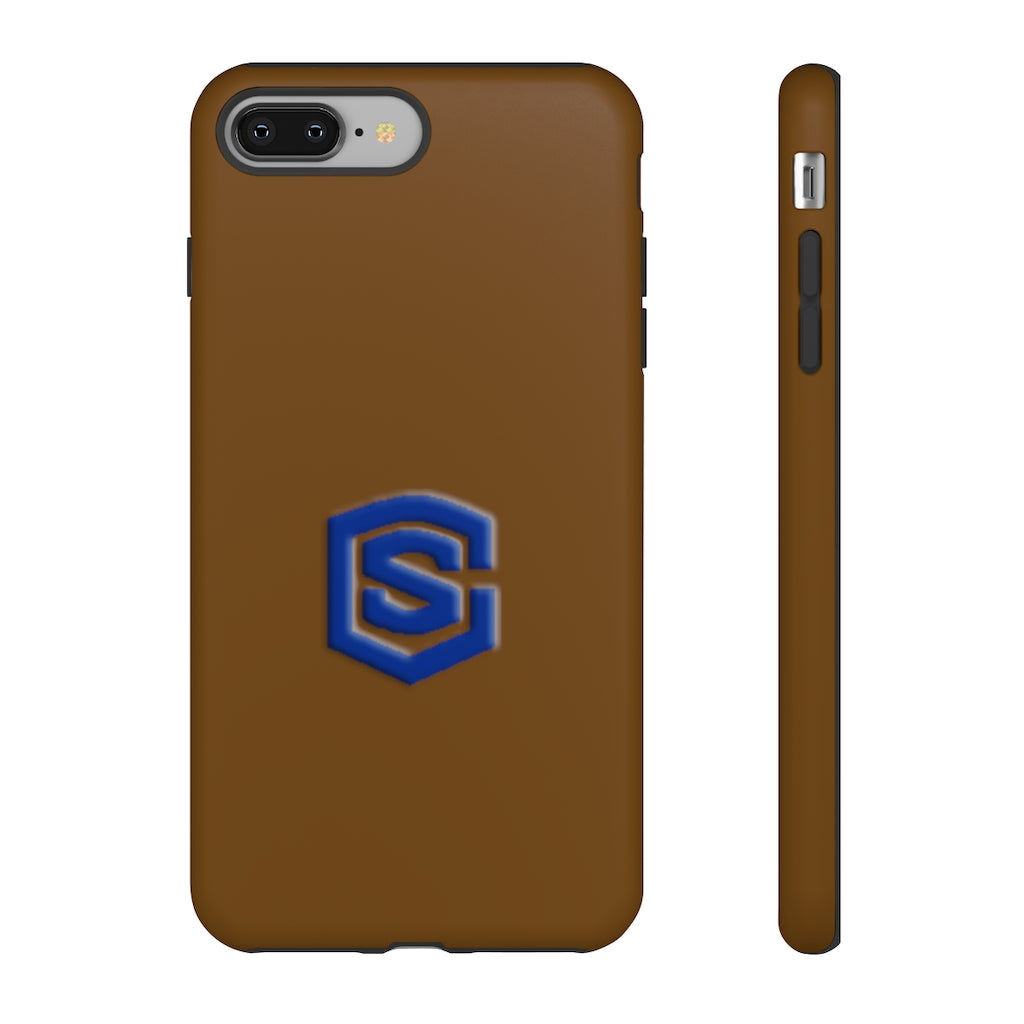 Brown Tough Cases Blue Logo