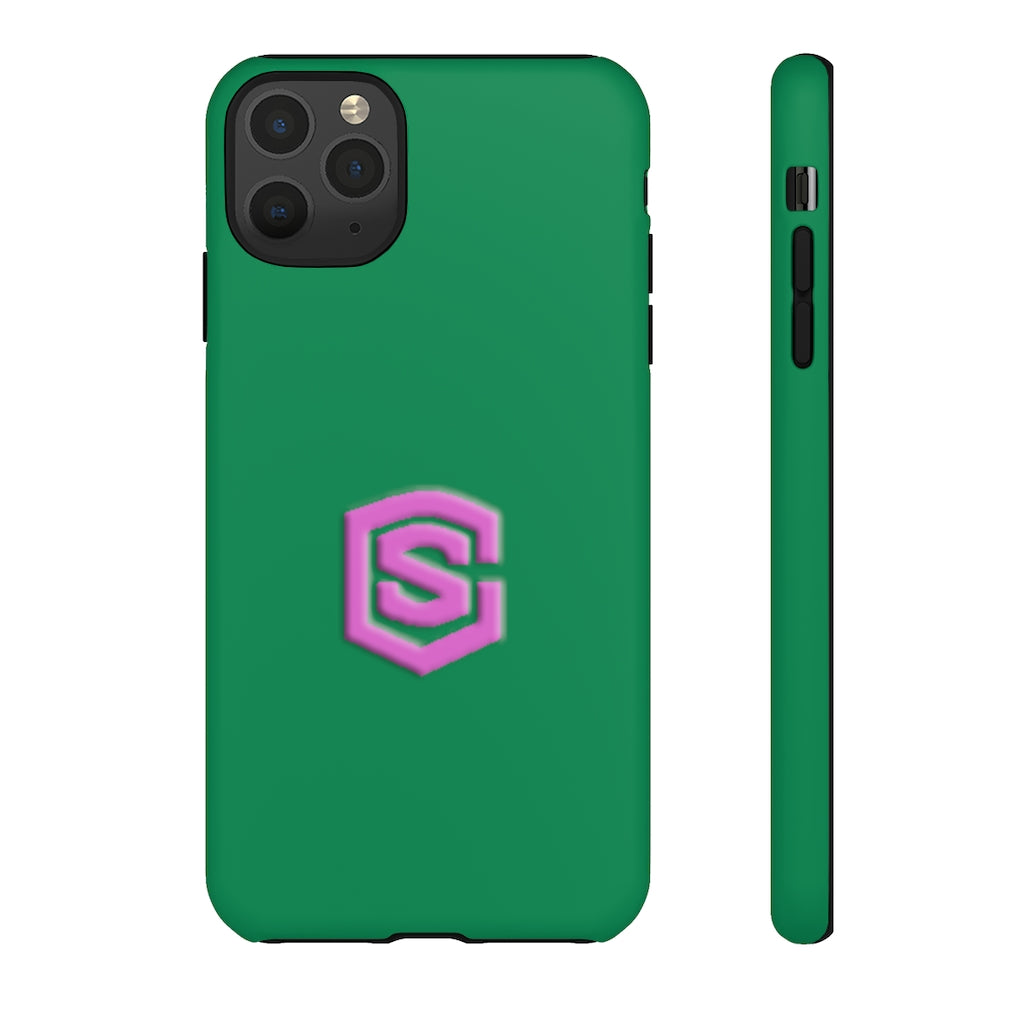 Green Tough Cases Pink Logo