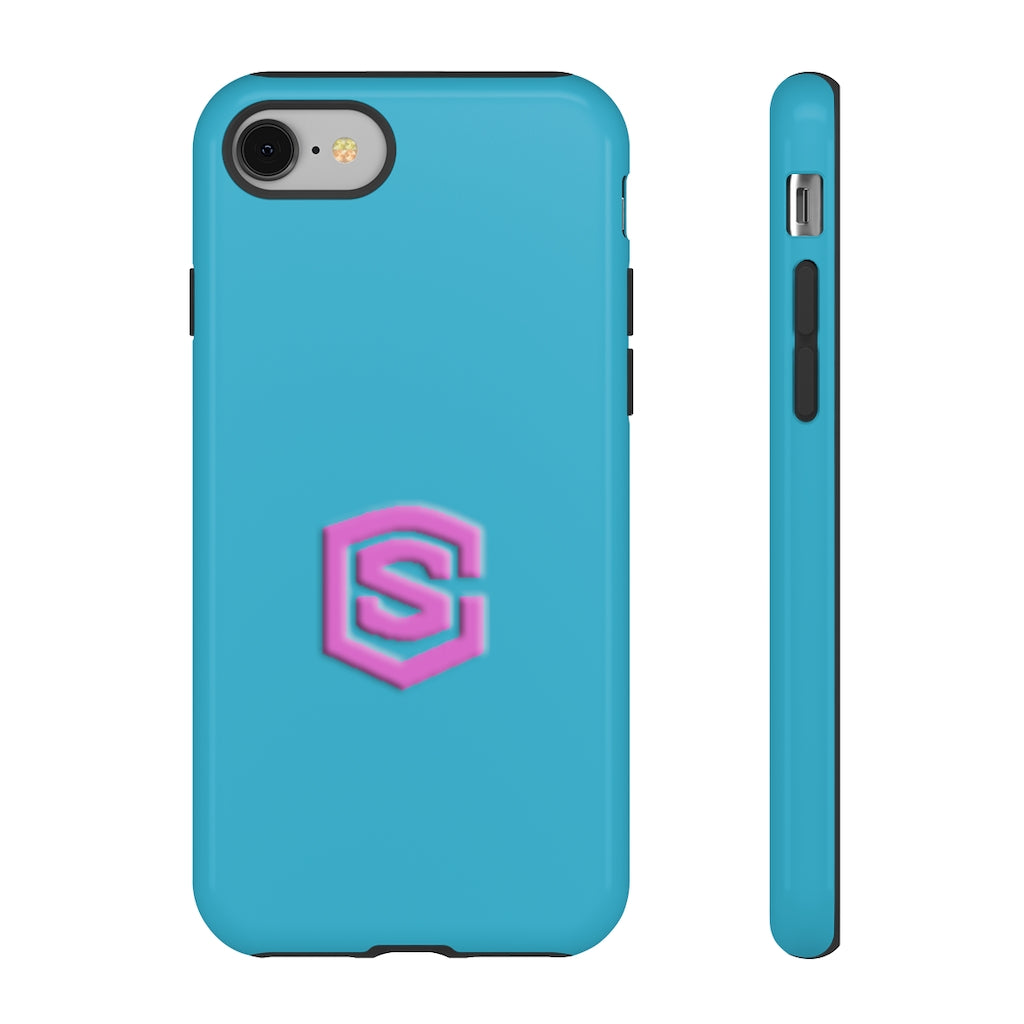Blue Tough Cases Pink Logo