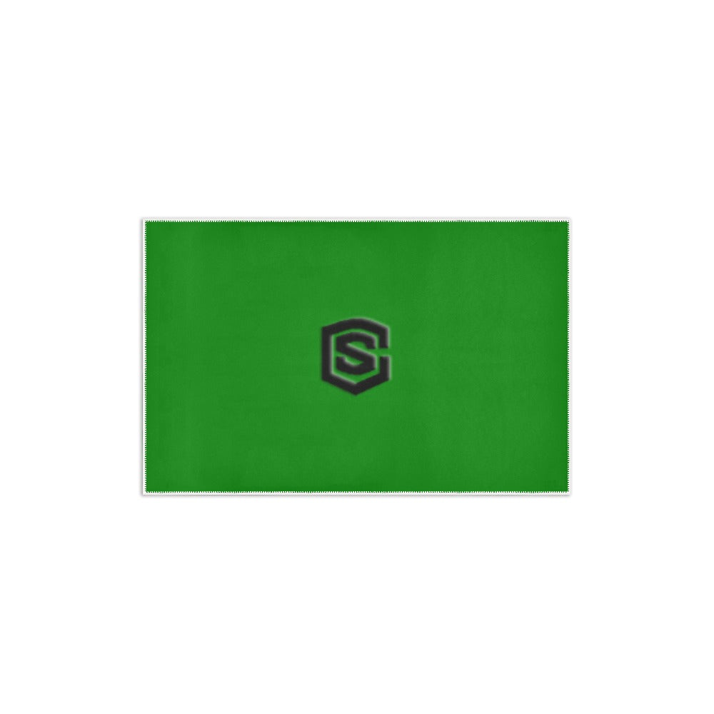 GREEN SMALL AREA RUG WITH BLACK LOGO Area Rug 2.6' x 1.7'