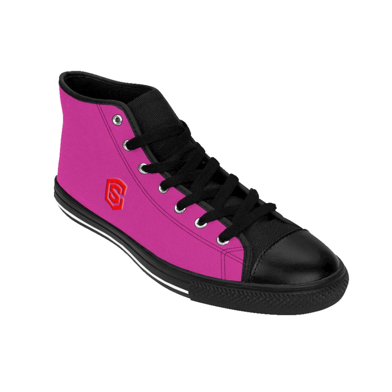 pink Men's High-top Sneakers - red logo