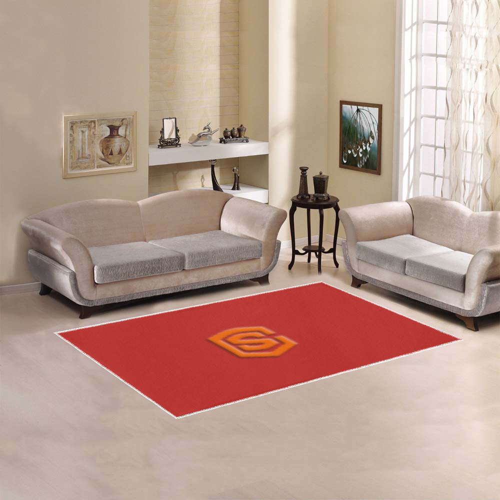 Red Area Rug Orange Logo Area Rug 5' x 3.2'