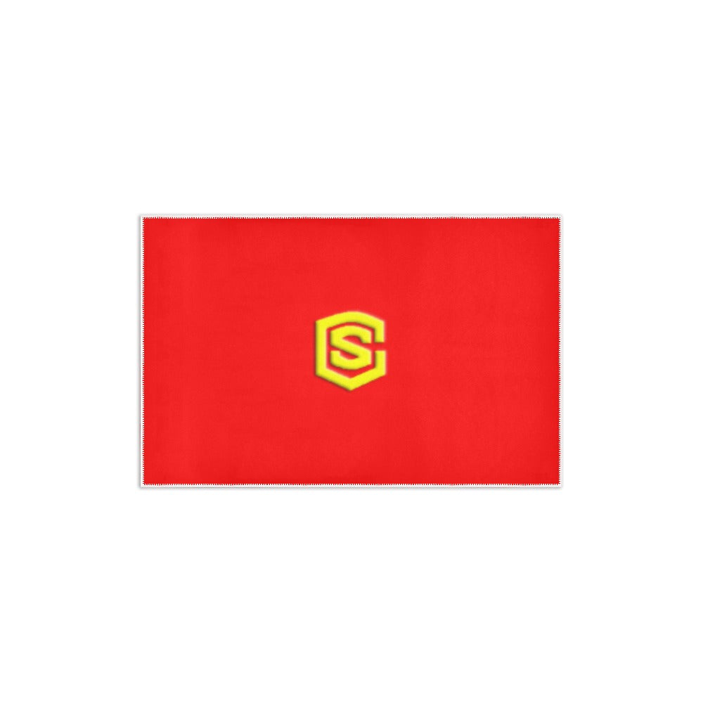 RED SMALL AREA RUG WITH YELLOW LOGO Area Rug 2.6' x 1.7'