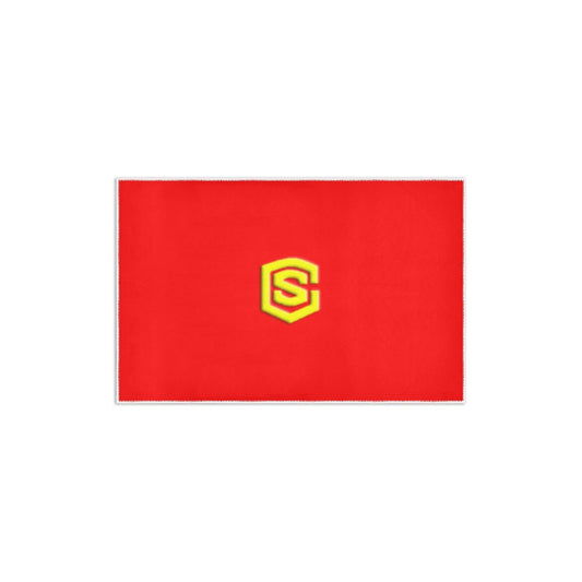 RED SMALL AREA RUG WITH YELLOW LOGO Area Rug 2.6' x 1.7'