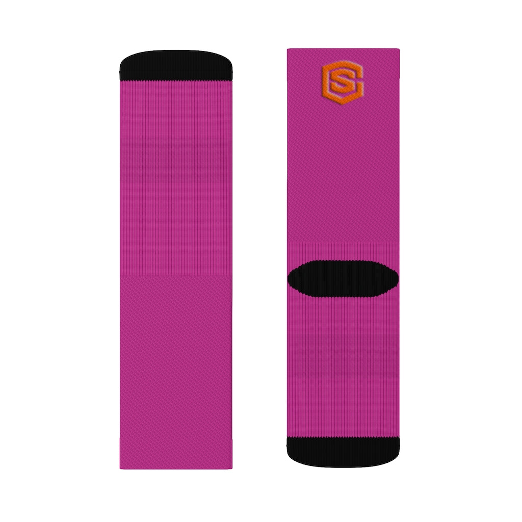 Pink Sublimation Socks Orange Logo