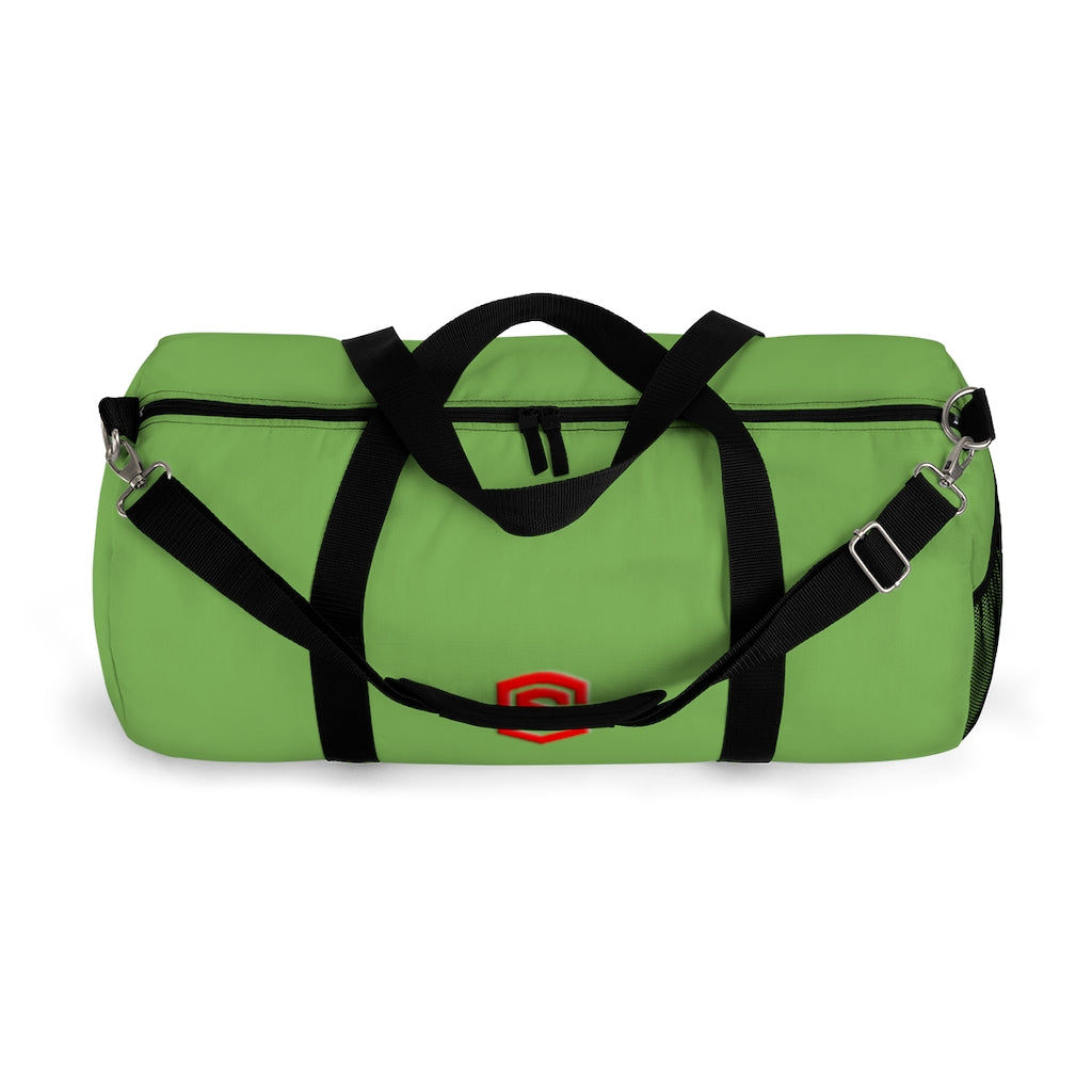 Green Duffel Bag Red Logo