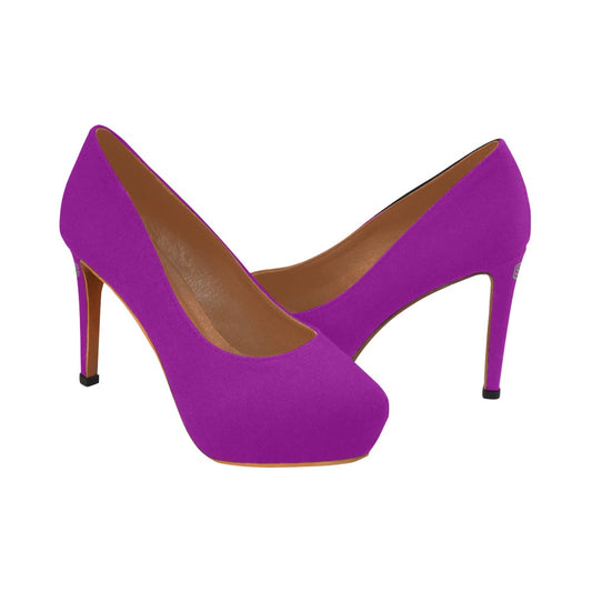 Purple Women's Pumps With Grey Logo Women's High Heels (Model 044)