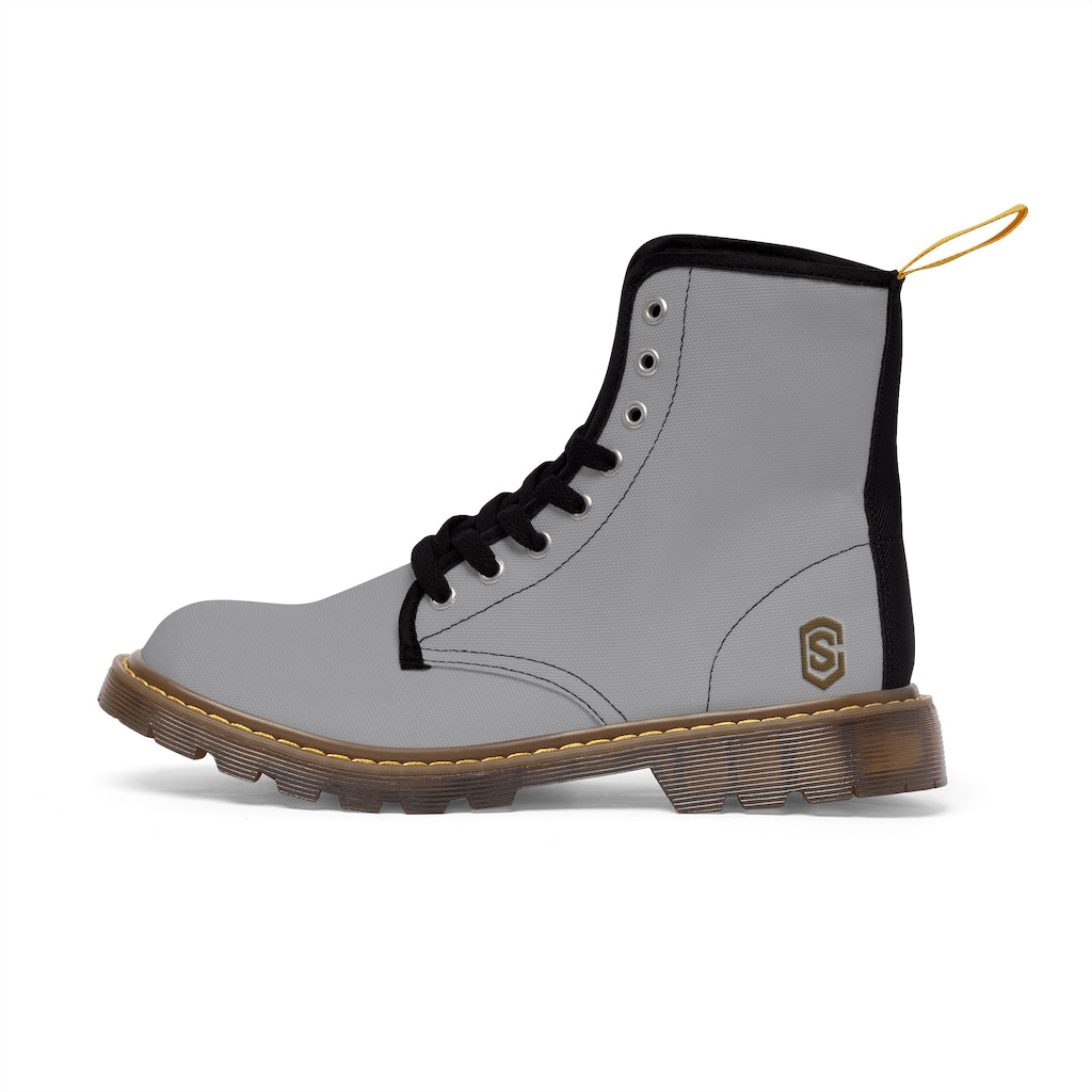 Grey Men's Canvas Boots Brown Logo