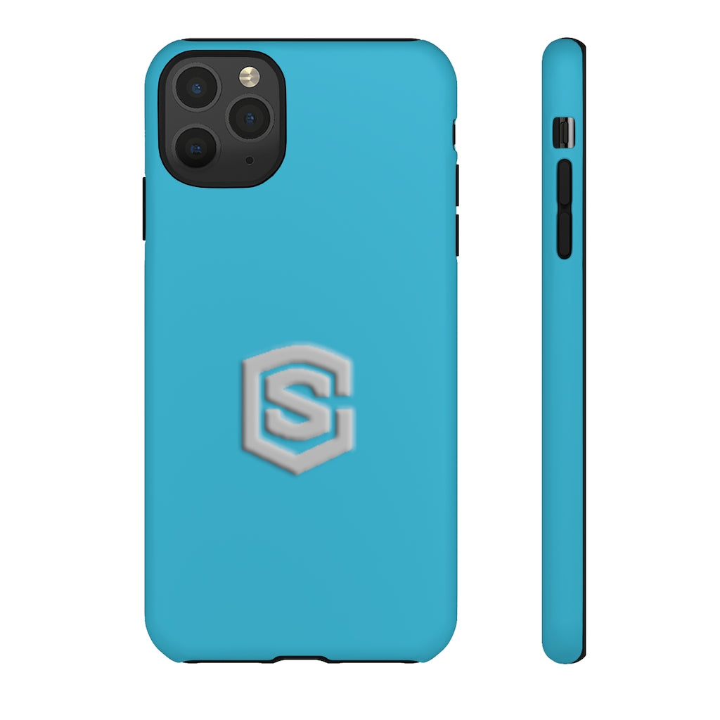 Blue Tough Cases Silver Logo