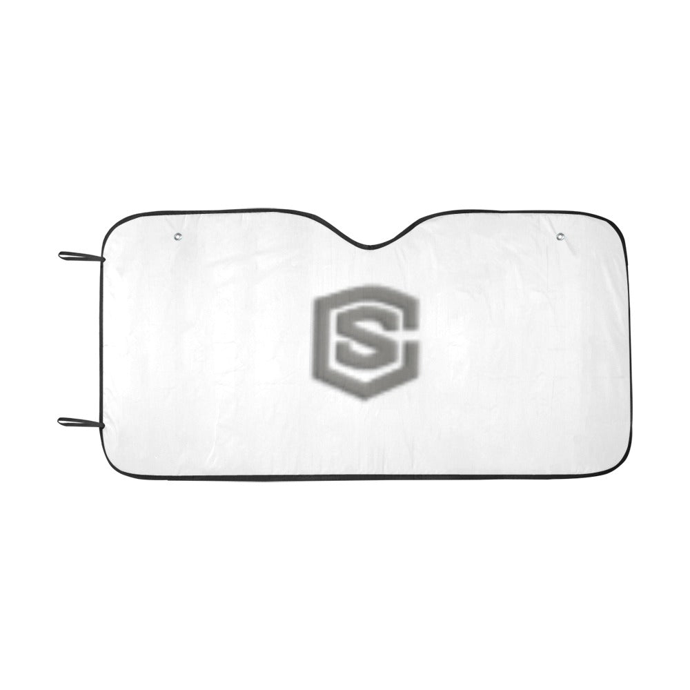 WHITE AUTO SUN SHADE WITH GRAY LOGO Auto Sun Shade 55" x 29.53"
