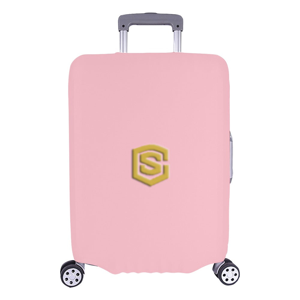 PINK LUGGAGE COVER WITH GOLD LOGO Luggage Cover (Large Size) (26"-28")