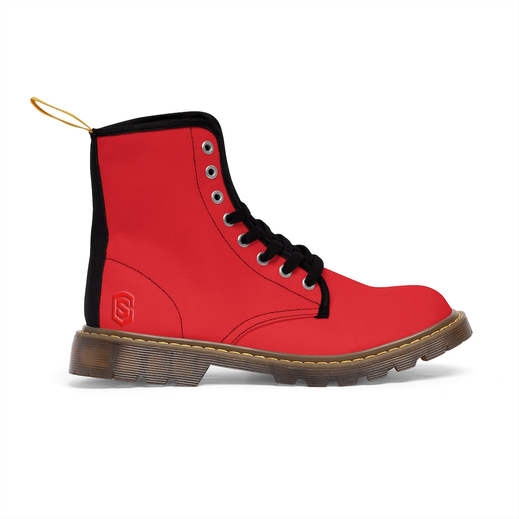 Red Men's Canvas Boots Red Logo