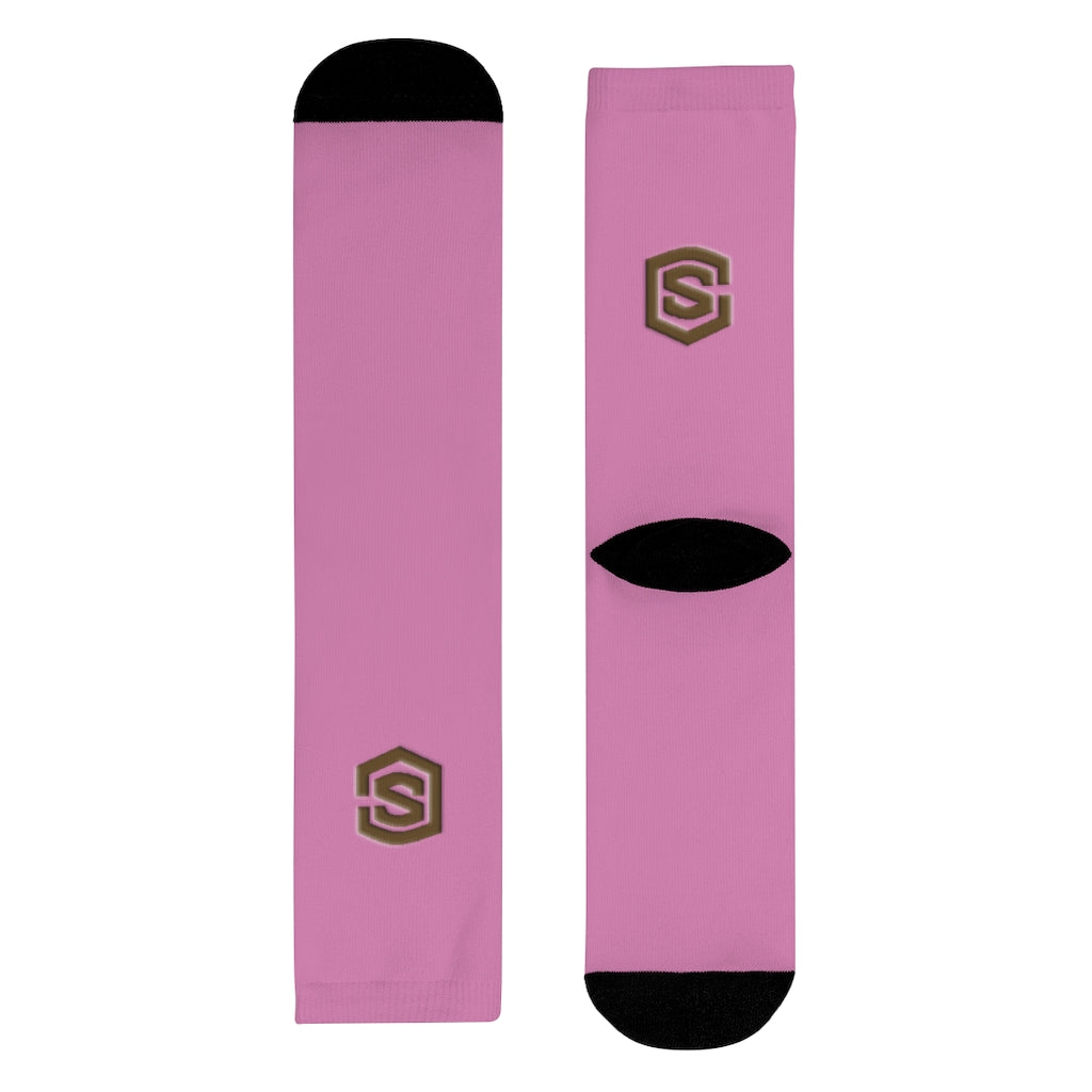 Purple Sublimation Crew Socks (EU) Brown Logo