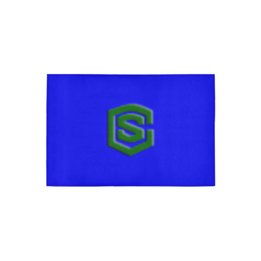 Blue Door Mat with Green Logo Doormat 24" x 16" (Sponge Material)