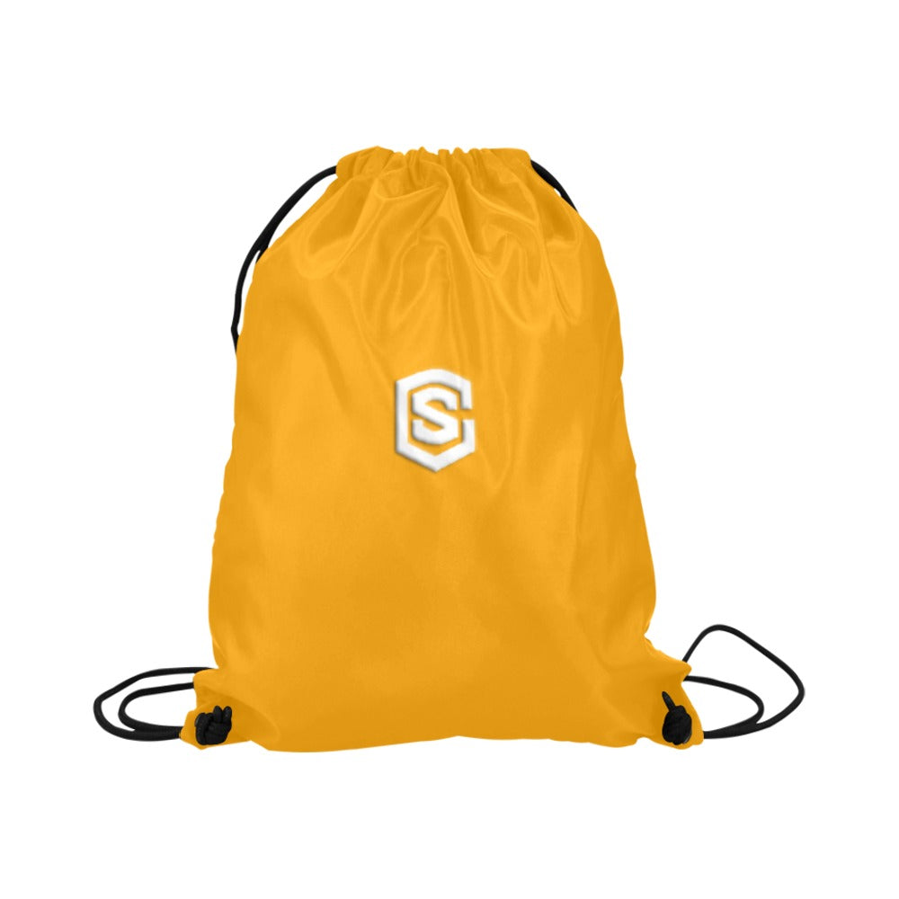 Orange Drawstring Bags Large With White Logo Drawstring Bags (Model 1604) (Large)