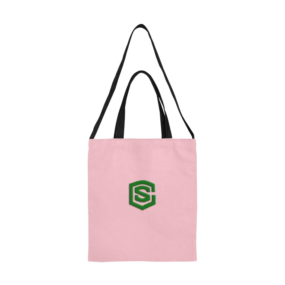 Pink All Over Print Canvas Tote Bag With Green Logo All Over Print Canvas Tote Bag(Model1698)(Medium)