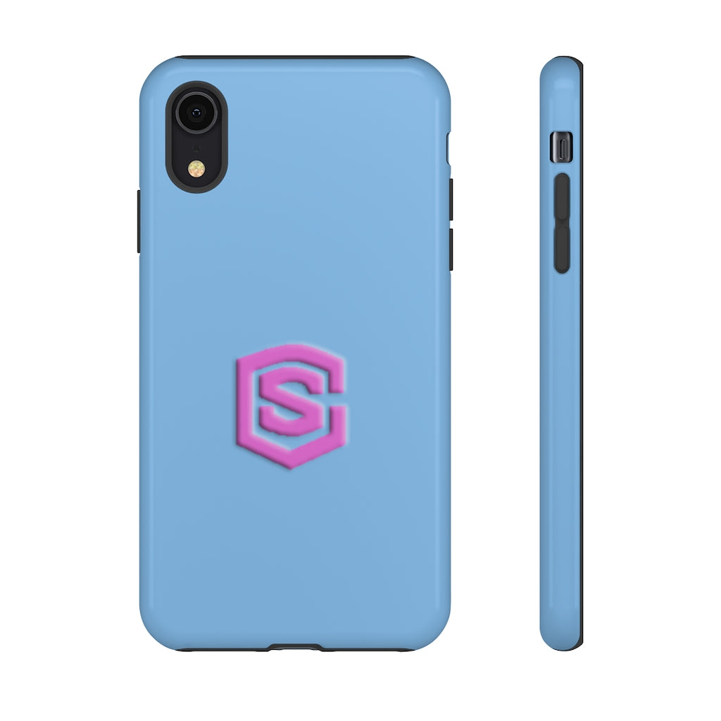 Blue Tough Cases Pink Logo