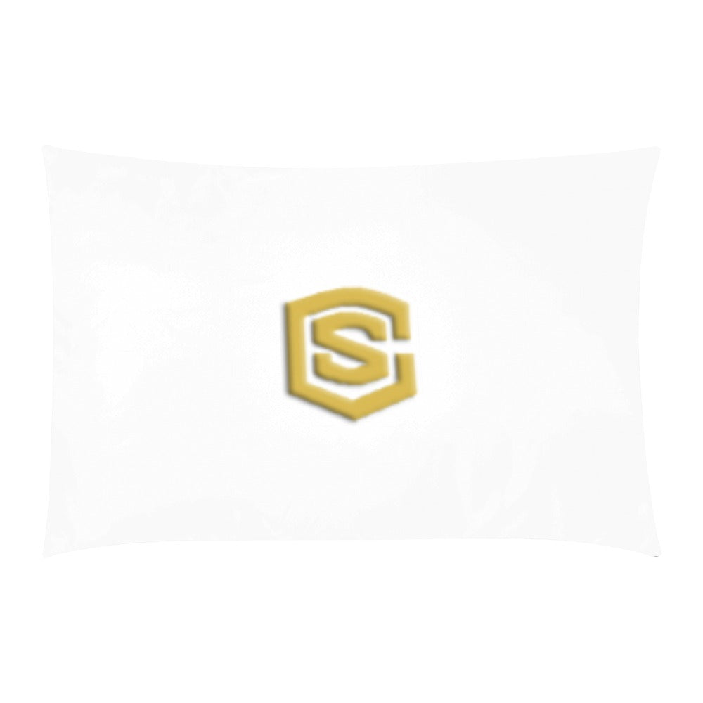 White 3-Piece Bedding Set (1 Duvet Cover 86"x70"; 2 Pillowcases 20"x30")(One Side) wtih Gold Logo 3-Piece Bedding Set (1 Duvet Cover 86"x70"; 2 Pillowcases 20"x30")(One Side)