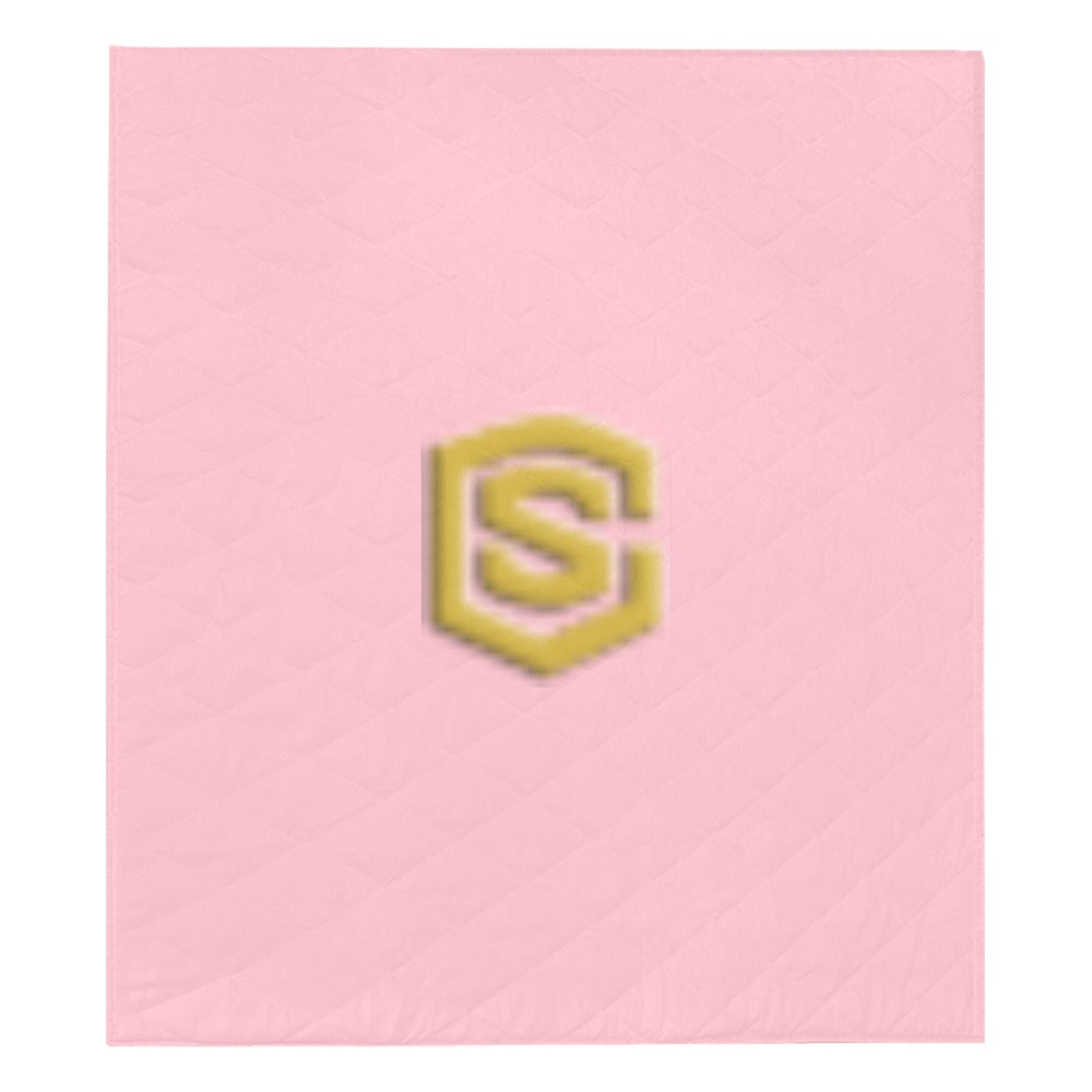Pink  Quilt with Gold Logo Custom Quilt  70" x 80"