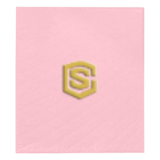 Pink  Quilt with Gold Logo Custom Quilt  70" x 80"