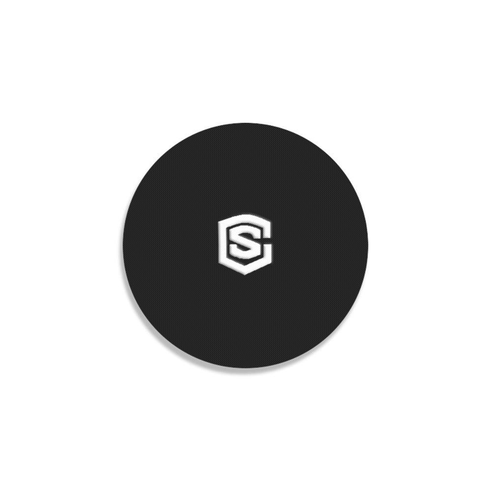 Black Round Coaster with White Logo Round Coaster